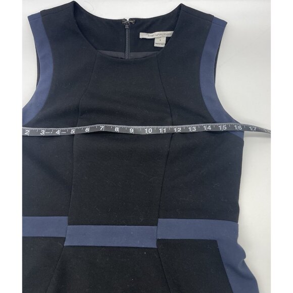 Diane Von Furstenberg DVF Black/Blue Dress Sz 6 Sleeveless Sheath Career Party - Picture 6 of 7